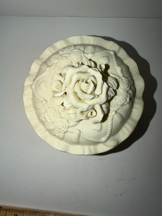 Other - Vintage White Bisque Porcelain Footed Trinket Box
